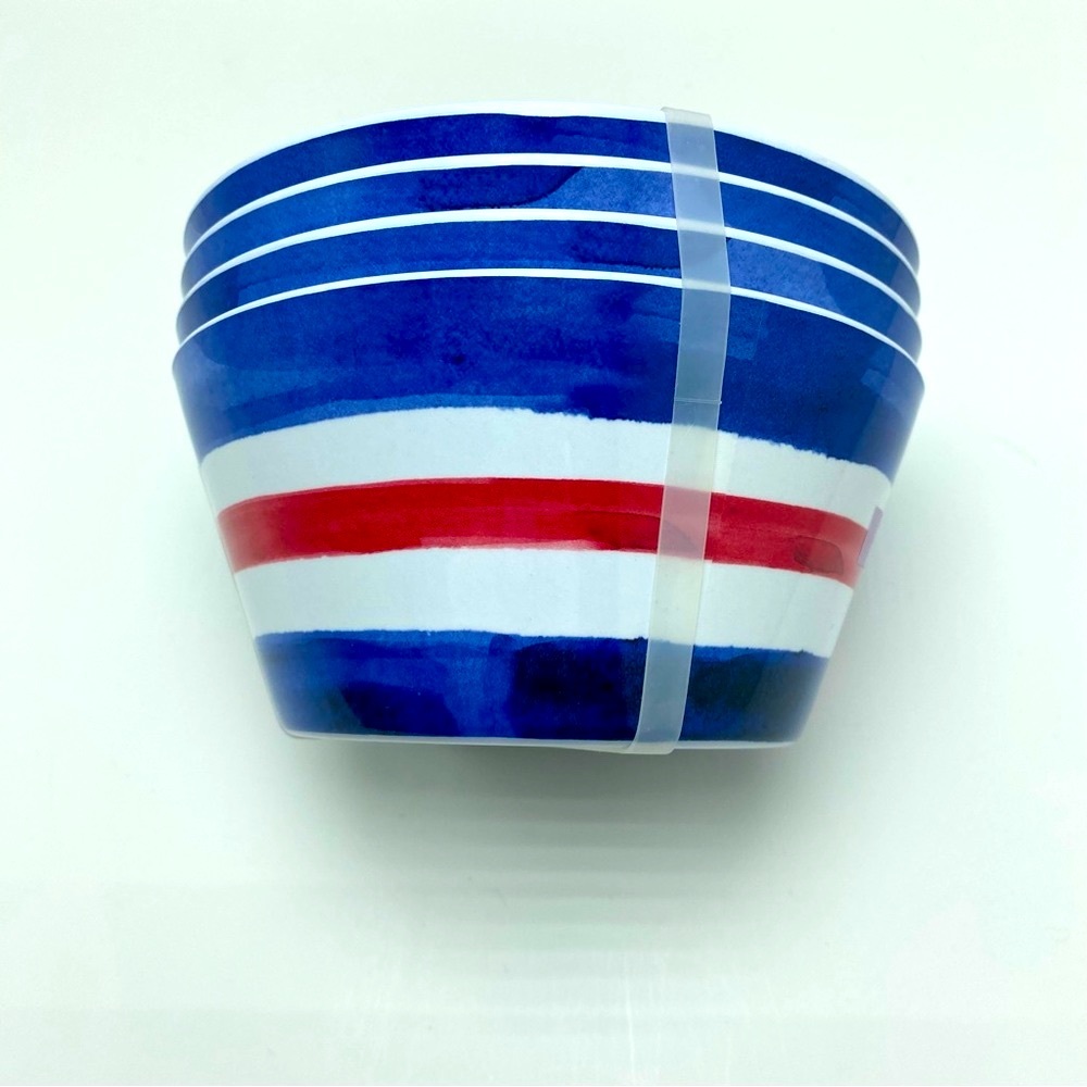 NEW Nautica Set of 4 Bowls Striped 100% Melamine